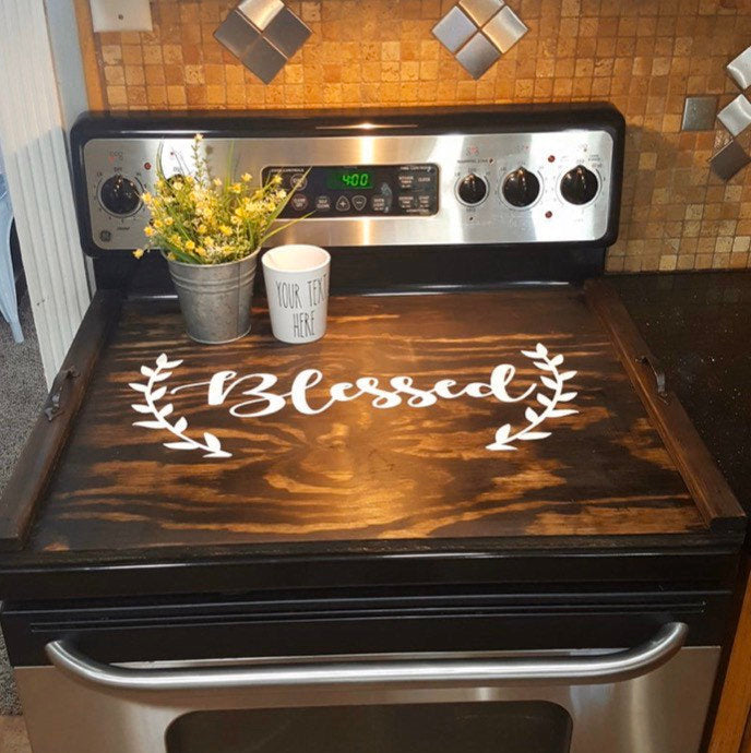 Stove top cover wood-noodle board-electric stove cover-kitchen decor-w