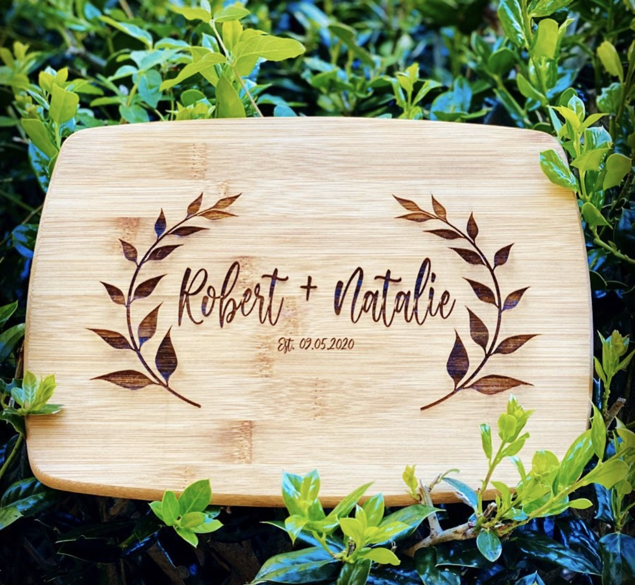 Custom Cutting Board Personalized  Wooden Wedding Gift - Forest Decor